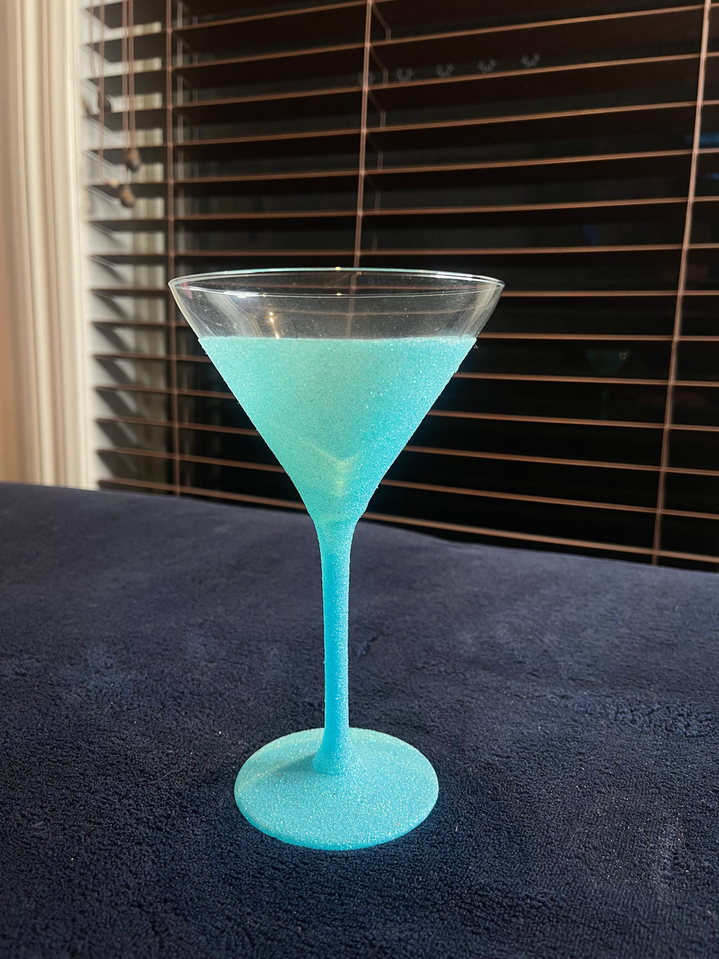 Neon Light Blue Martini Glass